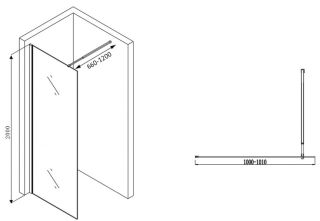 Душевая перегородка ABBER Immer Offen 120см чёрный AG61120B8